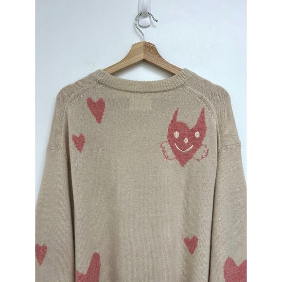 Zadig & Voltaire Markus Cashmere Heart Devil Designer Crew Neck Sweater Medium - Picture 4 of 14